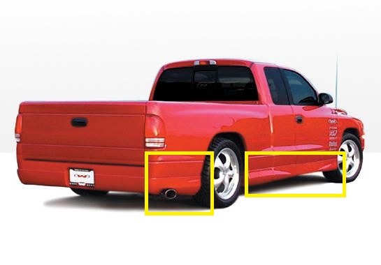 Wings West Side Skirt Kit 97-04 Dodge Dakota Club Cab